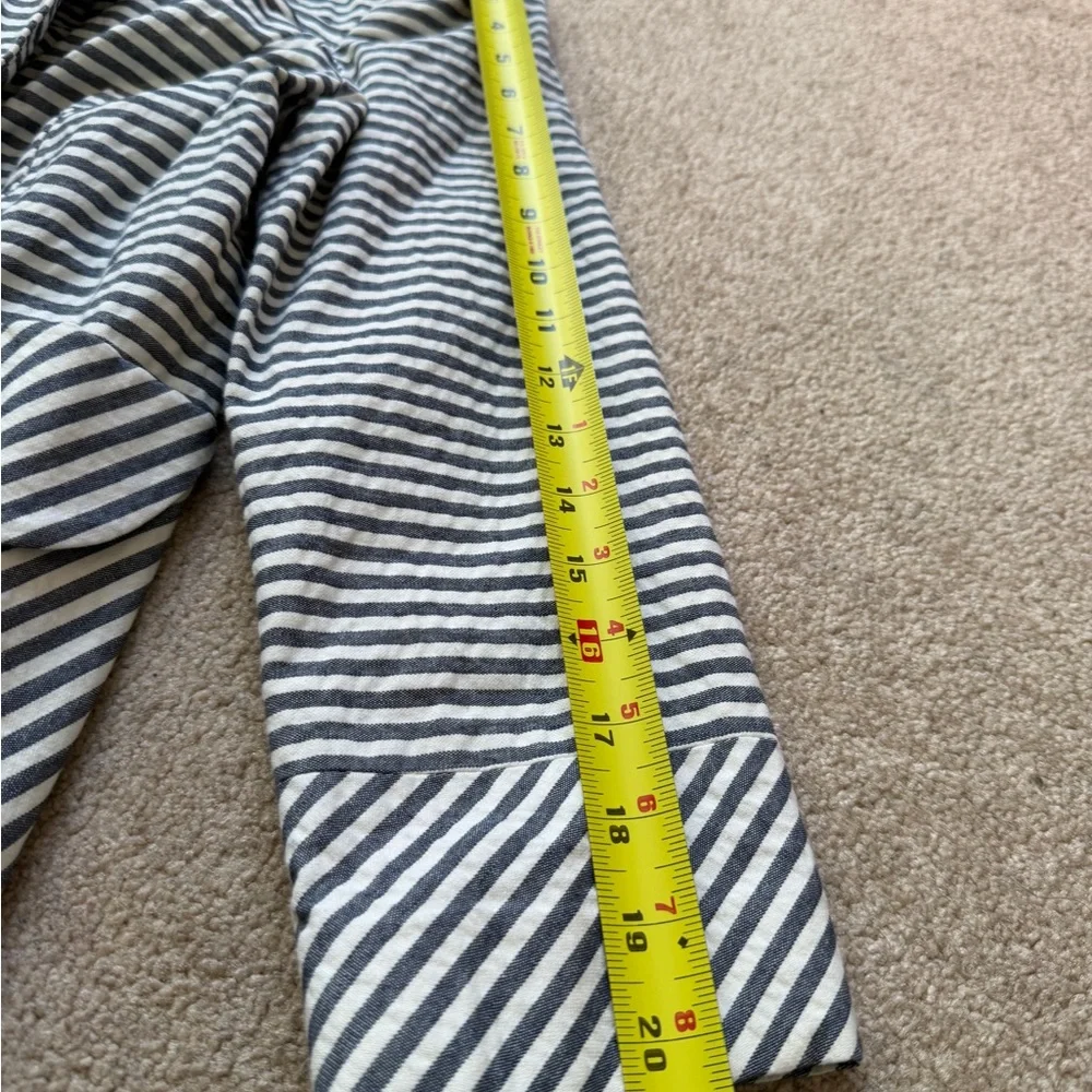 Topshop Striped Trench Coat Navy White Double Breasted Size 8 - Picture 10 of 12